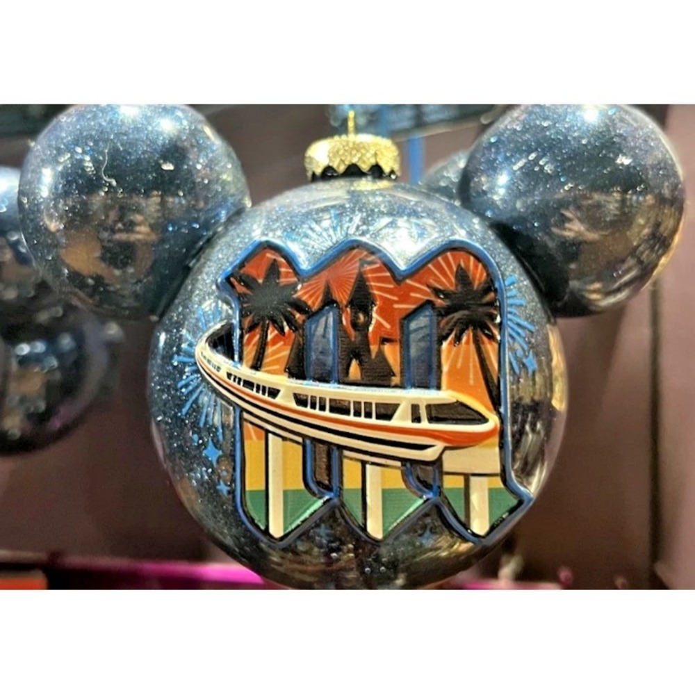 2026 Disney Parks‎ Mickey Mouse Magic Kingdom Monorail Ears Glass Ornament NEW